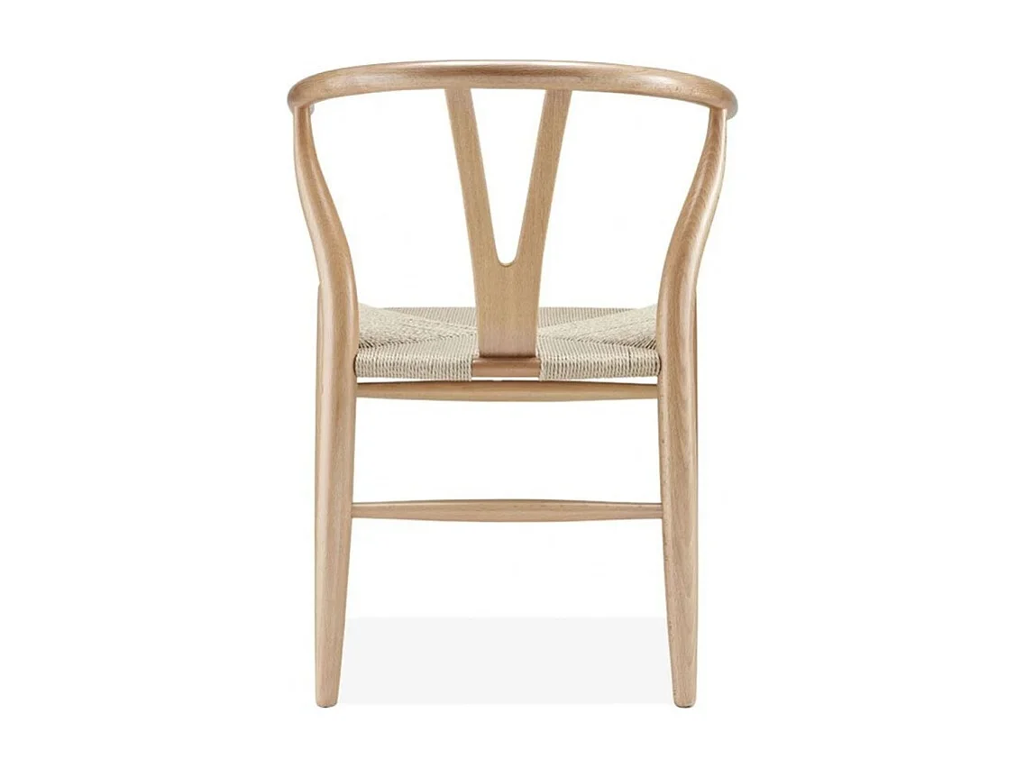 Kinki stoel, handgesneden natuurlijk beukenhout en touw van natuurlijke vezels