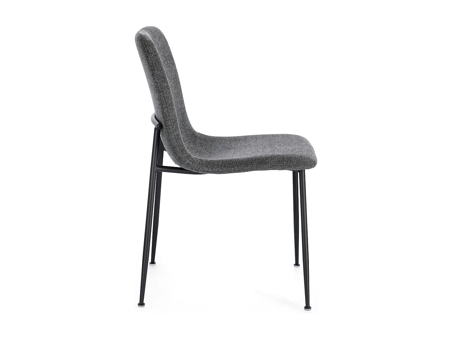 Lot de 4 chaises BRIKA – Assise tissu & pieds en acier noir-Gris foncé