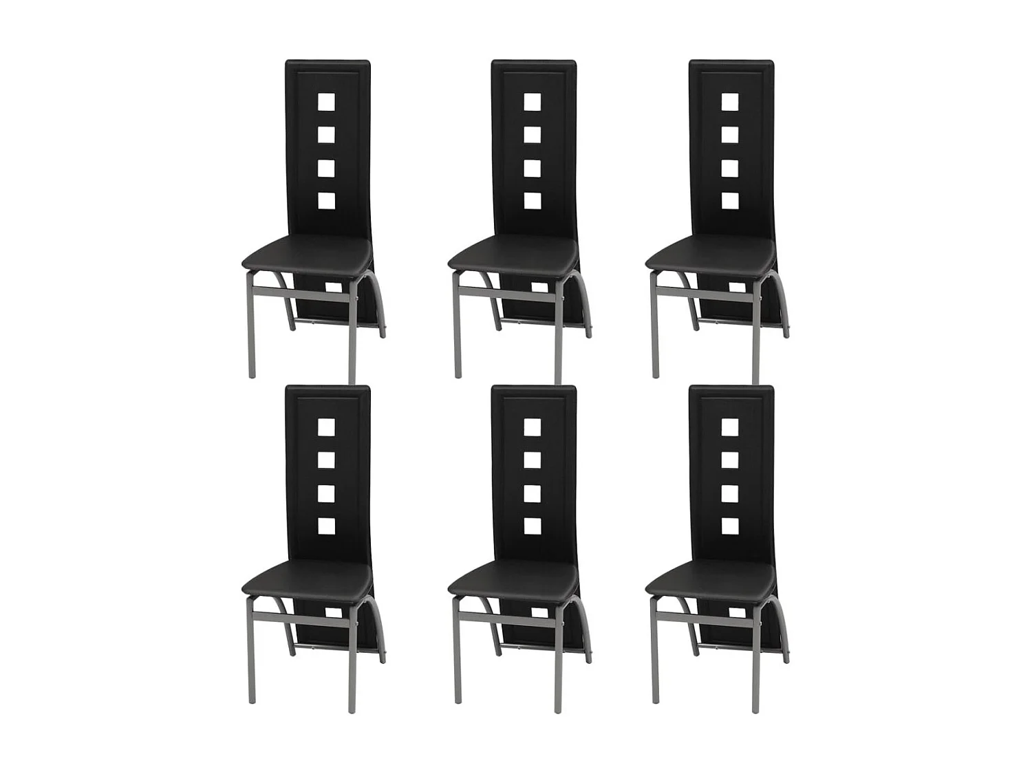 Chaise de salle à manger 6 pc Noir Similicuir 35