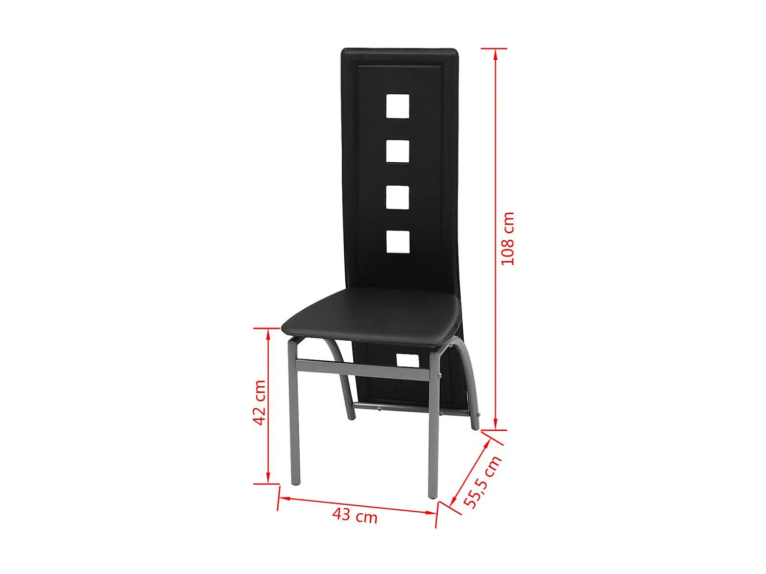 Chaise de salle à manger 6 pc Noir Similicuir 35
