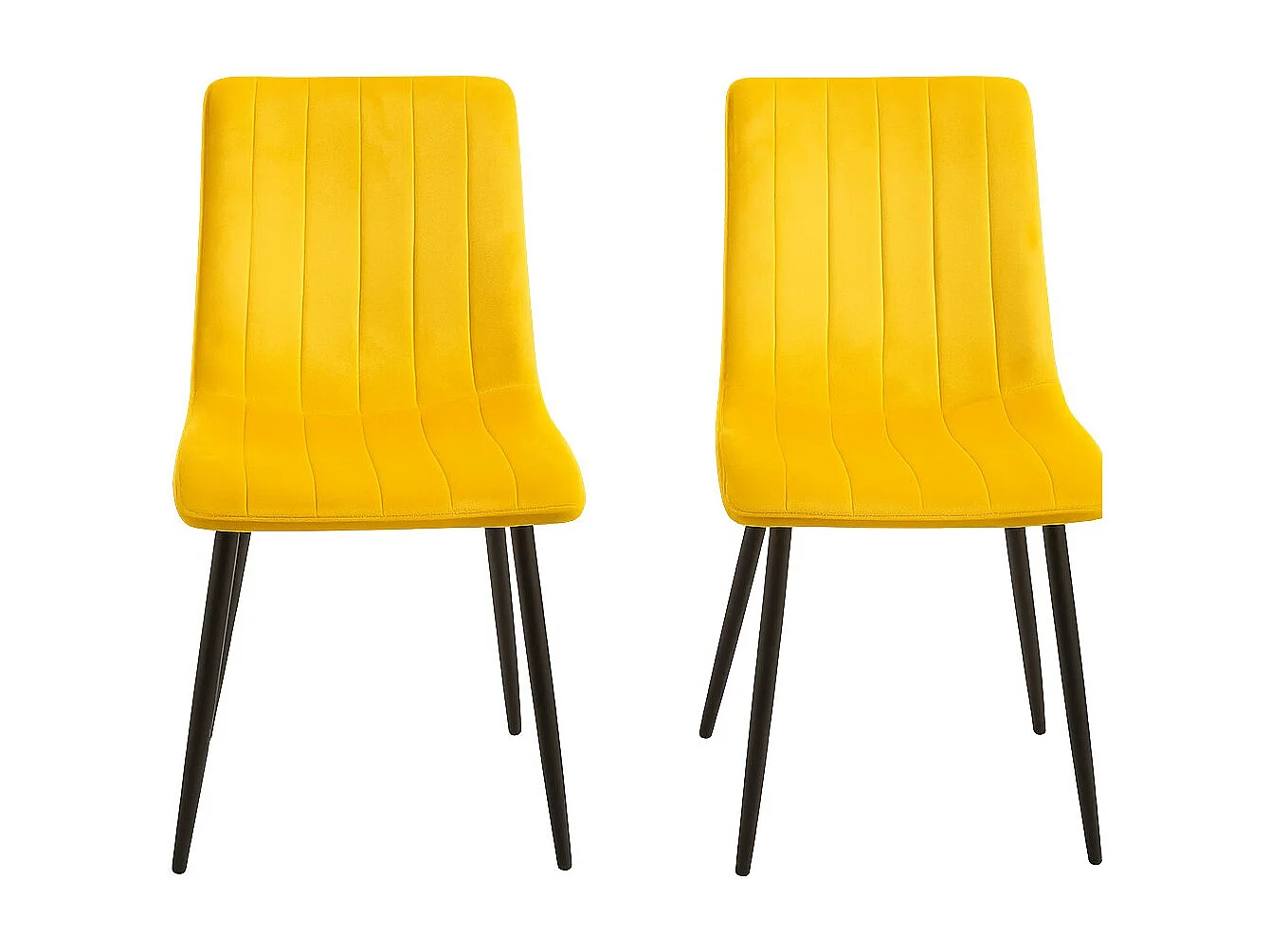 Juego de 2 sillas LONDA – Terciopelo y patas de acero negro-Amarillo