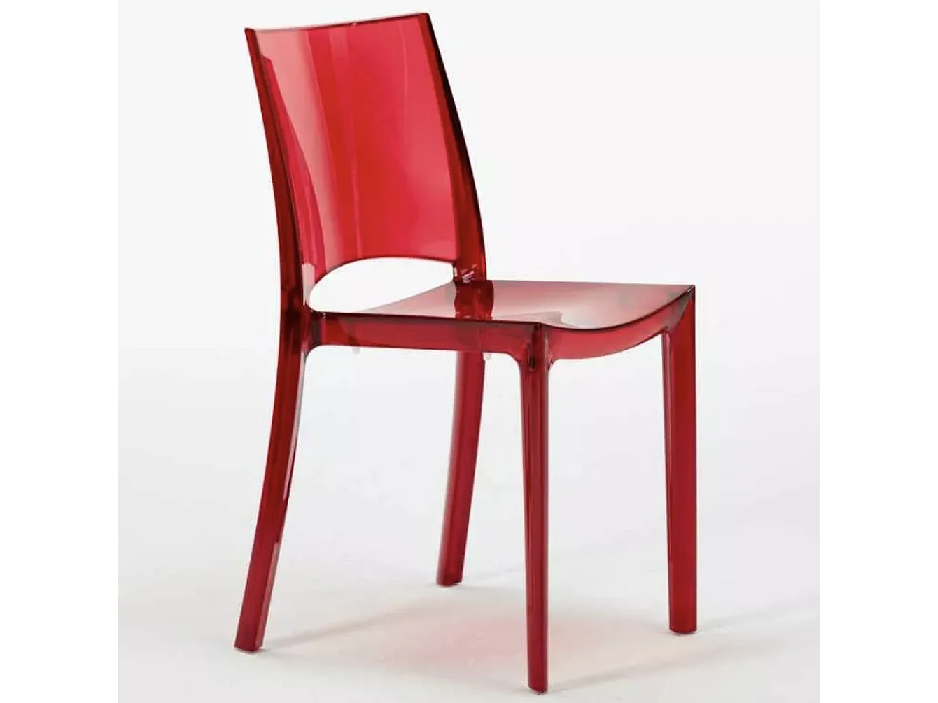 Silla Eklat Apilable Transparente-Rojo