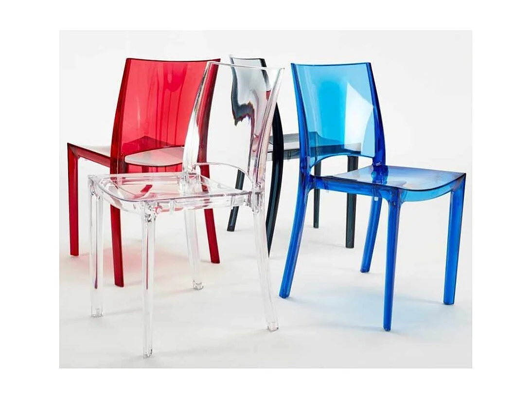 Silla Eklat Apilable Transparente-Rojo