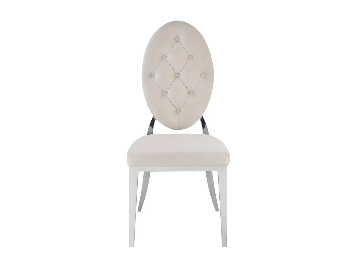 Chaise médaillon velours et métal argenté Kal - Lot de 4-Beige clair