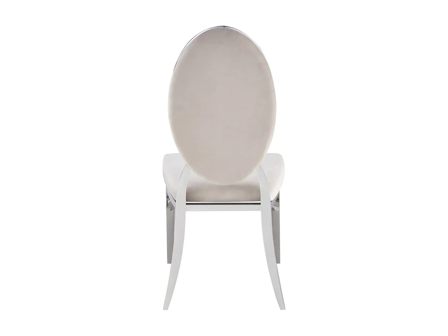 Chaise médaillon velours et métal argenté Kal - Lot de 4-Beige clair