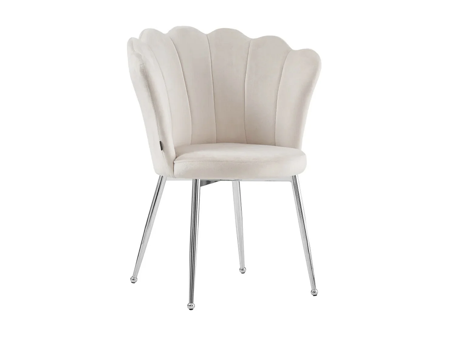 Chaise moderne velours et pied métal chromé Pétale - Lot de 2-Beige clair