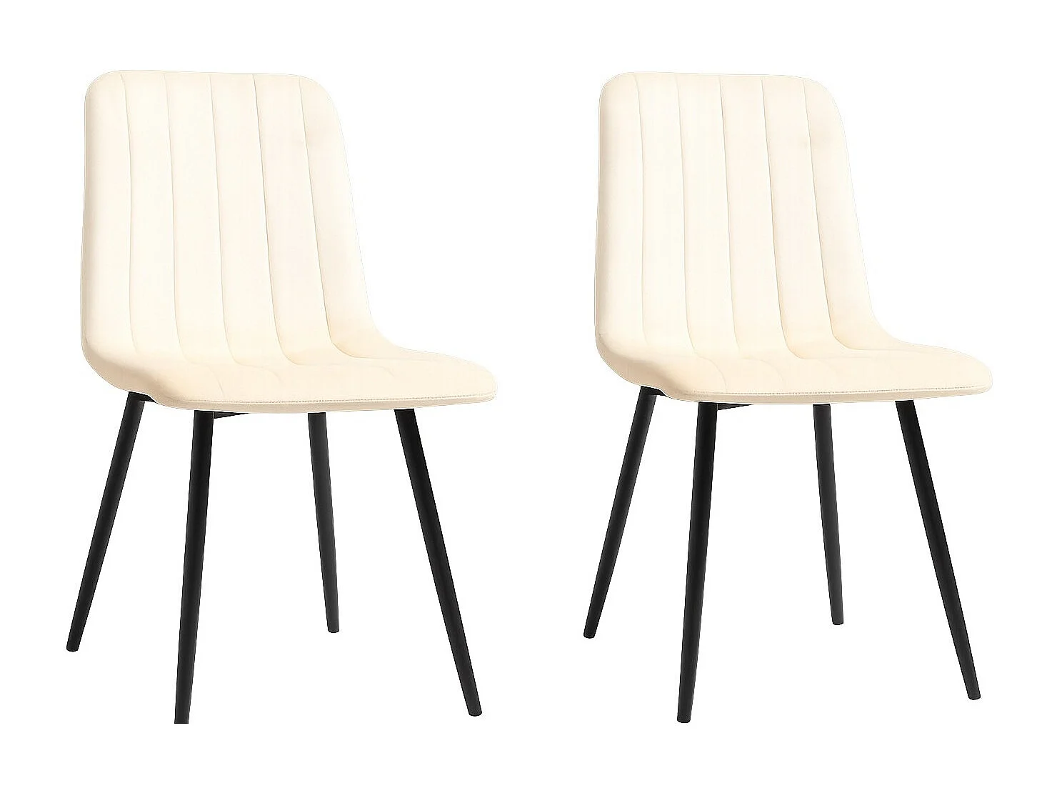 Juego de 2 sillas LONDA – Terciopelo y patas de acero negro-Beige claro