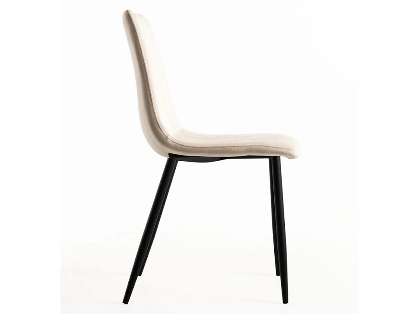 Juego de 2 sillas LONDA – Terciopelo y patas de acero negro-Beige claro