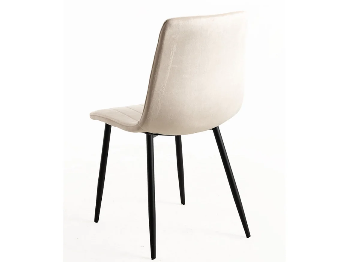 Juego de 2 sillas LONDA – Terciopelo y patas de acero negro-Beige claro