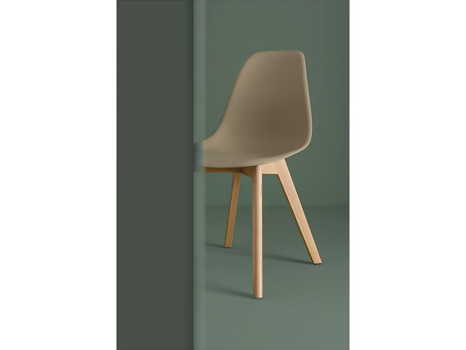 Lot de 4 chaises KAZO – Coque PP renforcée & piétement hêtre-Taupe