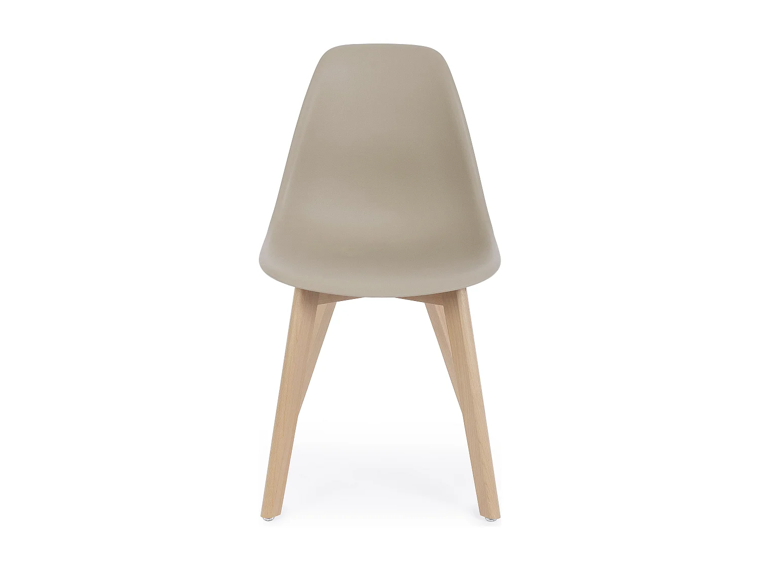 Lot de 4 chaises KAZO – Coque PP renforcée & piétement hêtre-Taupe