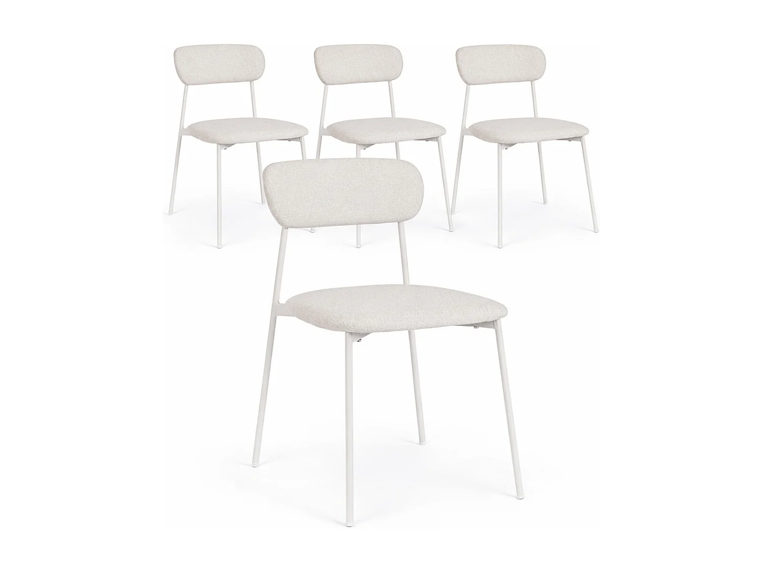 Set de 4 chaises INKA – Acier peint & assise rembourrée-Blanc