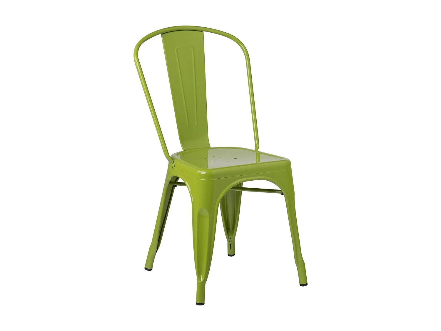 Silla industrial de acero brillante Kontoir, negra-Verde oliva