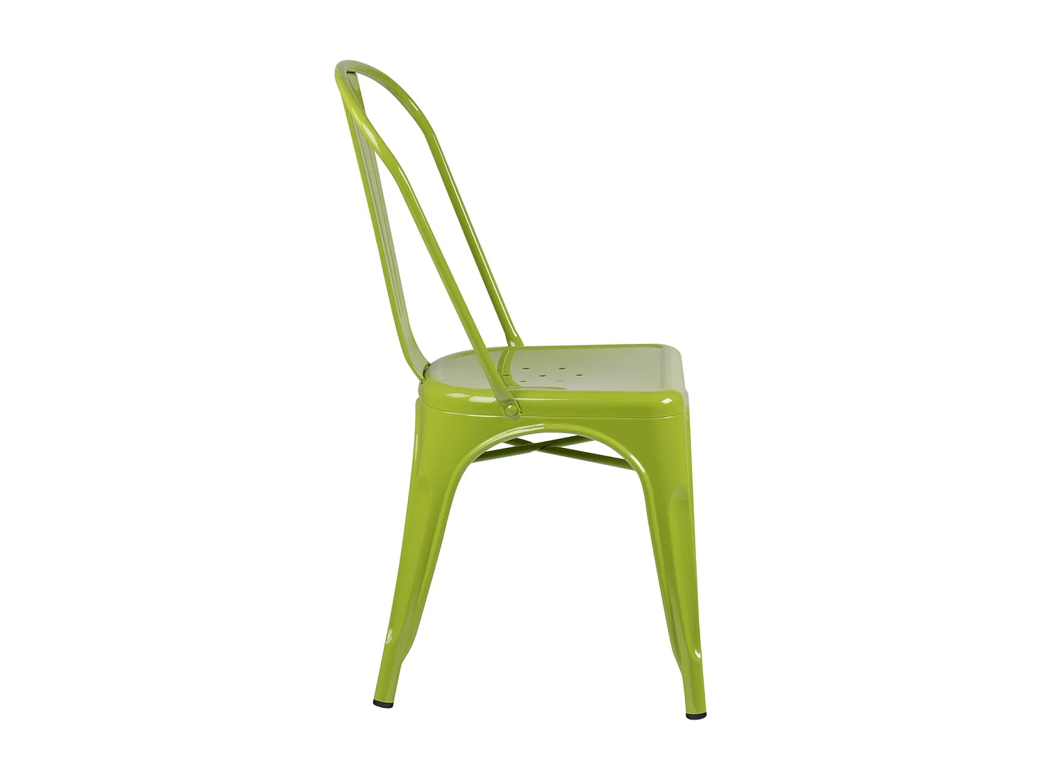 Silla industrial de acero brillante Kontoir, negra-Verde oliva