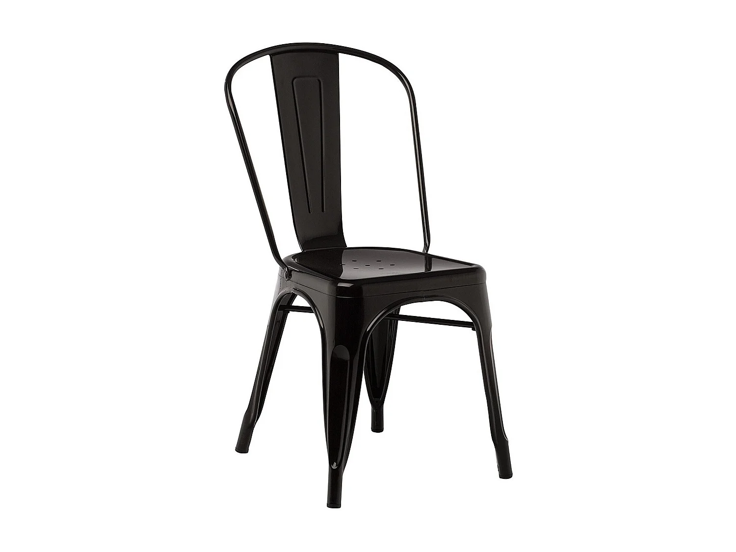 Silla industrial de acero brillante Kontoir, negra-Verde oliva