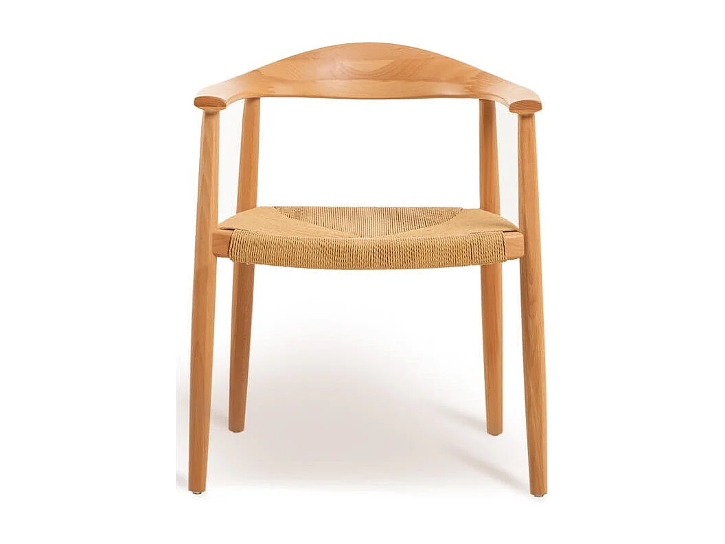 Chaise design frêne naturel et aise en corde naturelle Konta