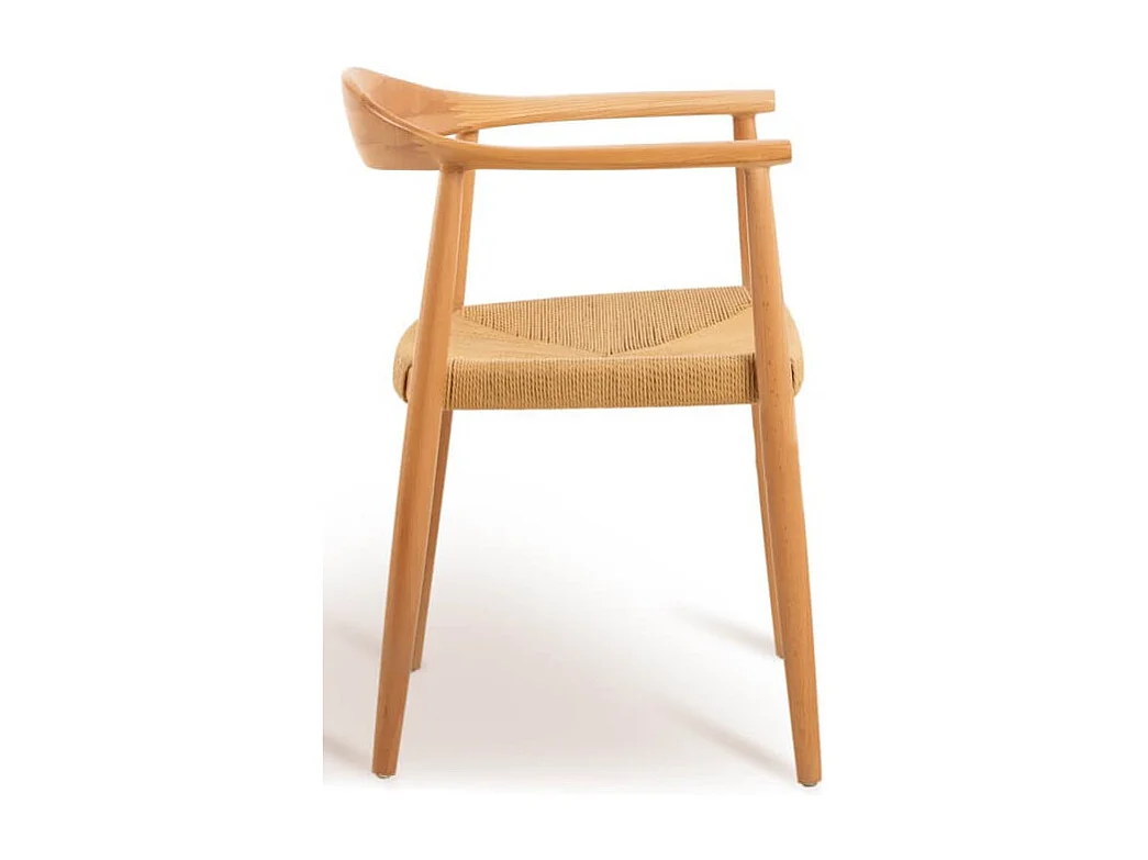 Chaise design frêne naturel et aise en corde naturelle Konta