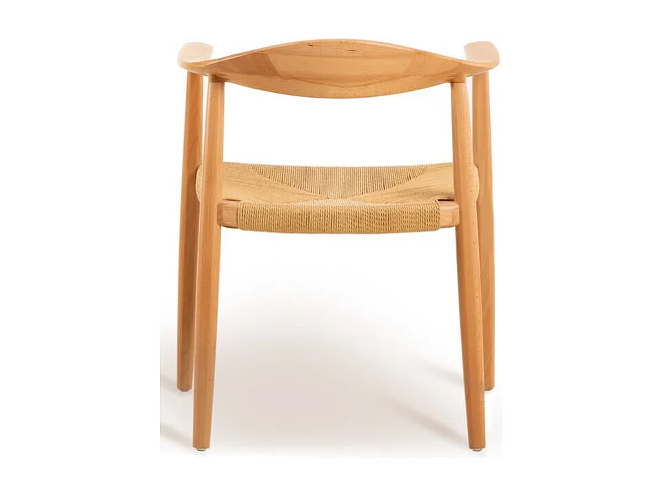 Chaise design frêne naturel et aise en corde naturelle Konta