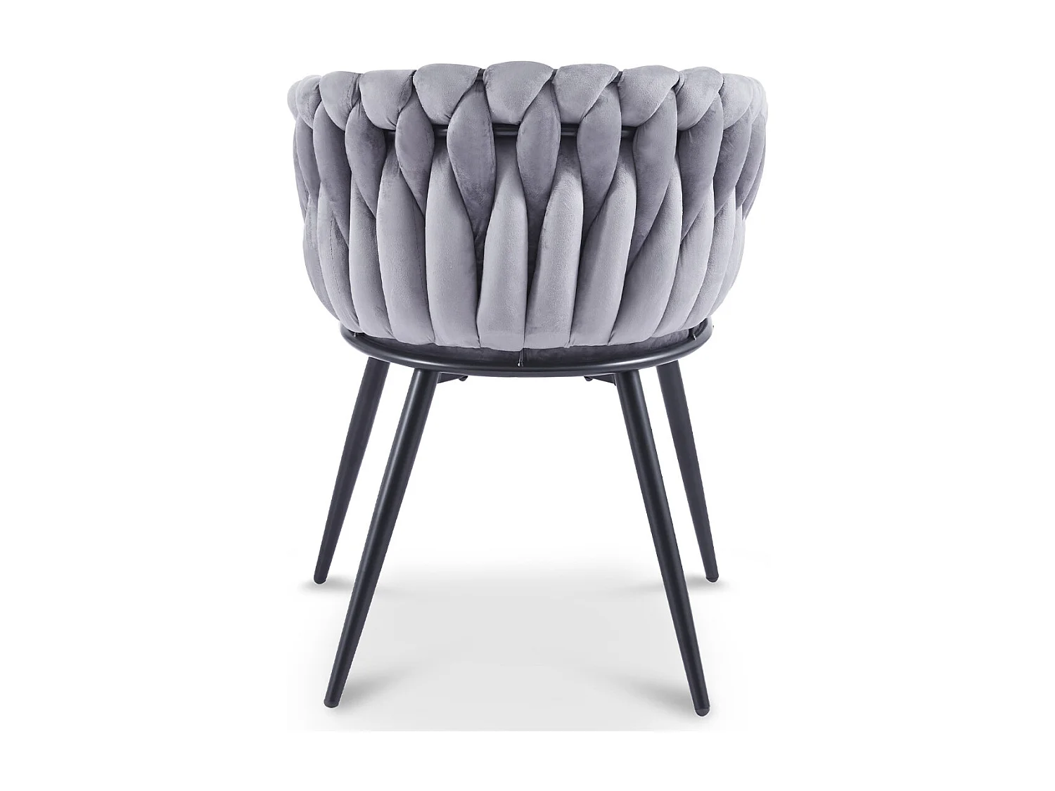 Chaise design capitonnée velours tressé et pied métal noir Gala - Lot de 2-Gris