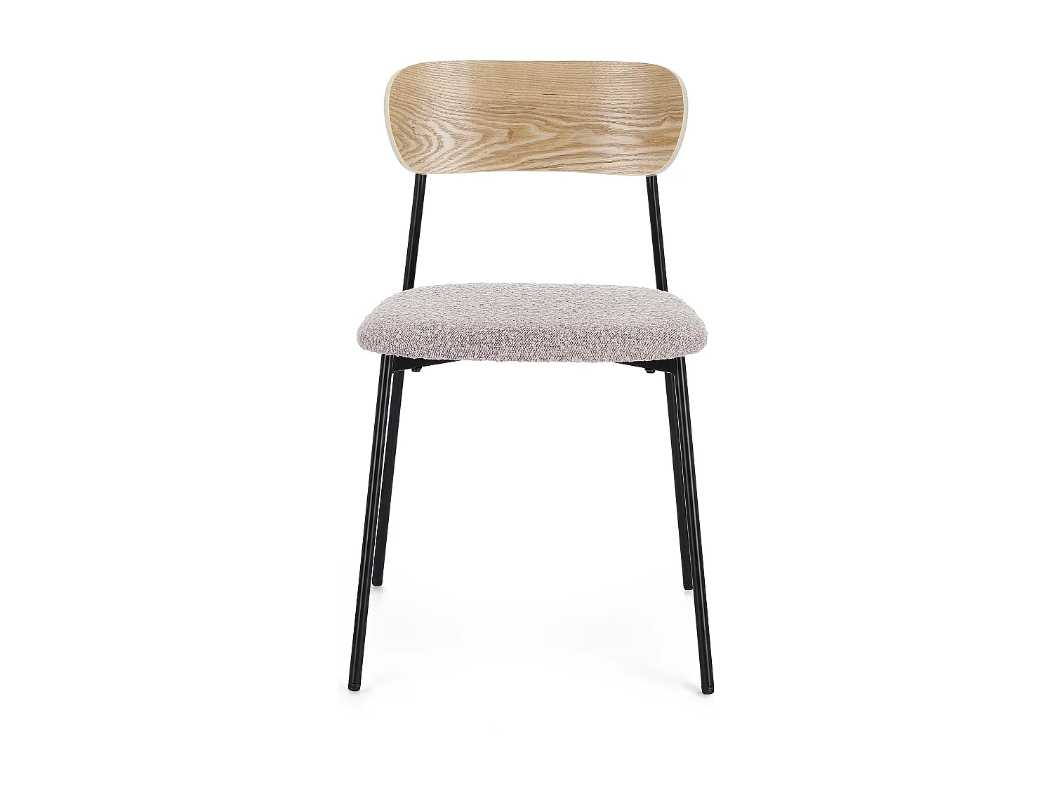 Lot de 2 chaises GENEVIEVE – Tissu bouclé & pieds acier noir-Gris