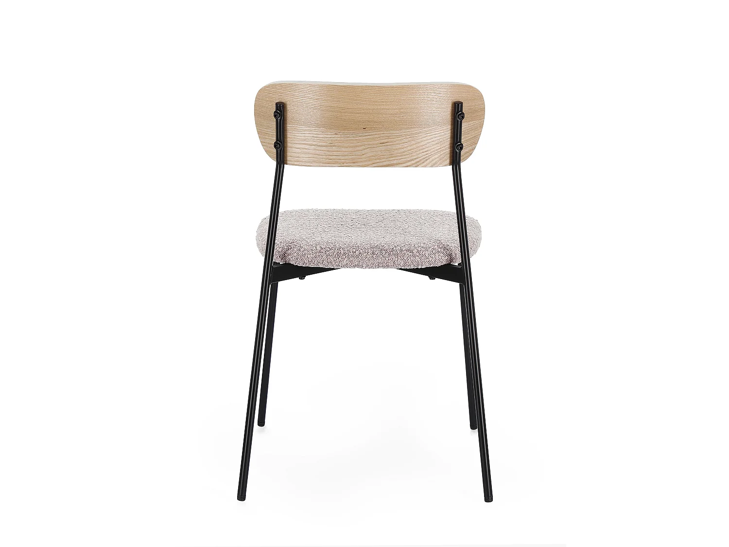 Lot de 2 chaises GENEVIEVE – Tissu bouclé & pieds acier noir-Gris