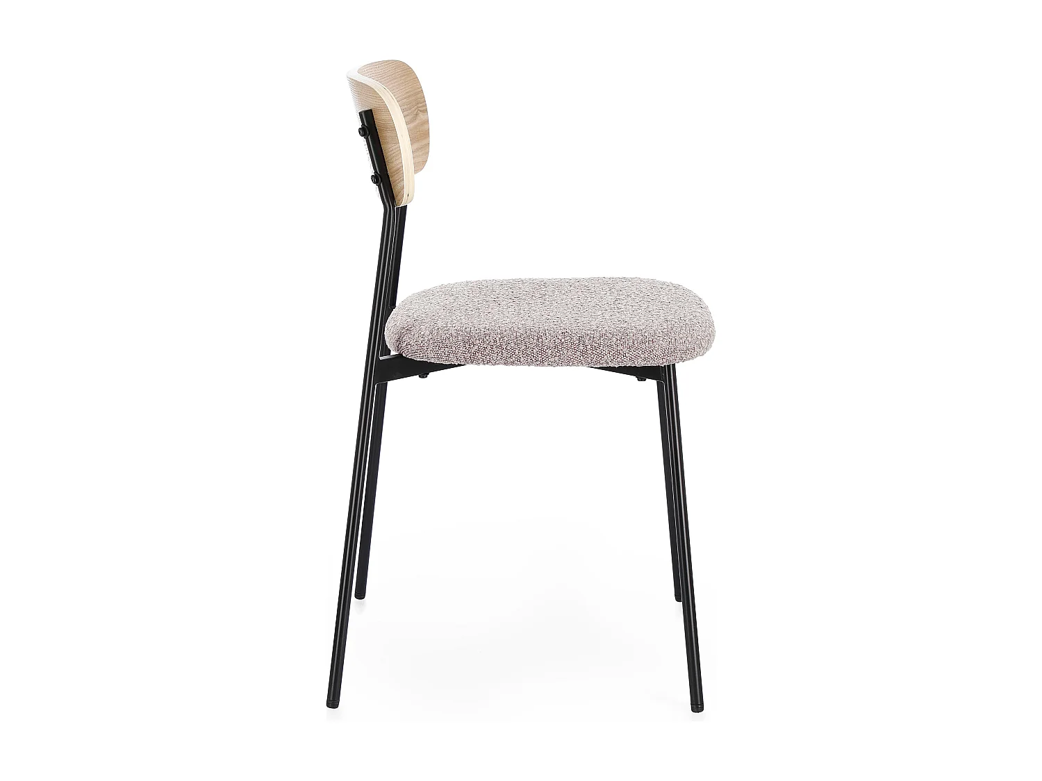 Lot de 2 chaises GENEVIEVE – Tissu bouclé & pieds acier noir-Gris