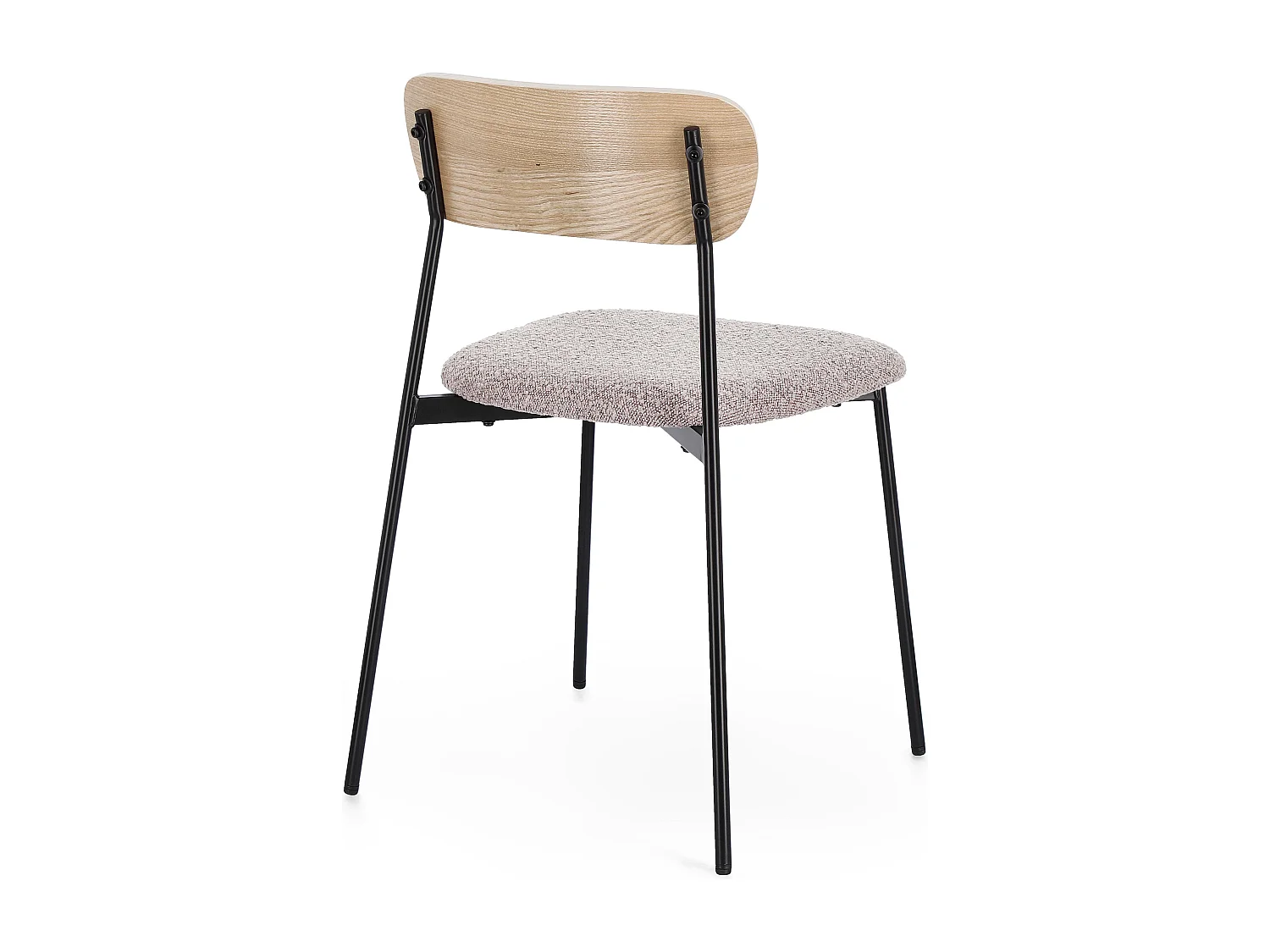 Lot de 2 chaises GENEVIEVE – Tissu bouclé & pieds acier noir-Gris