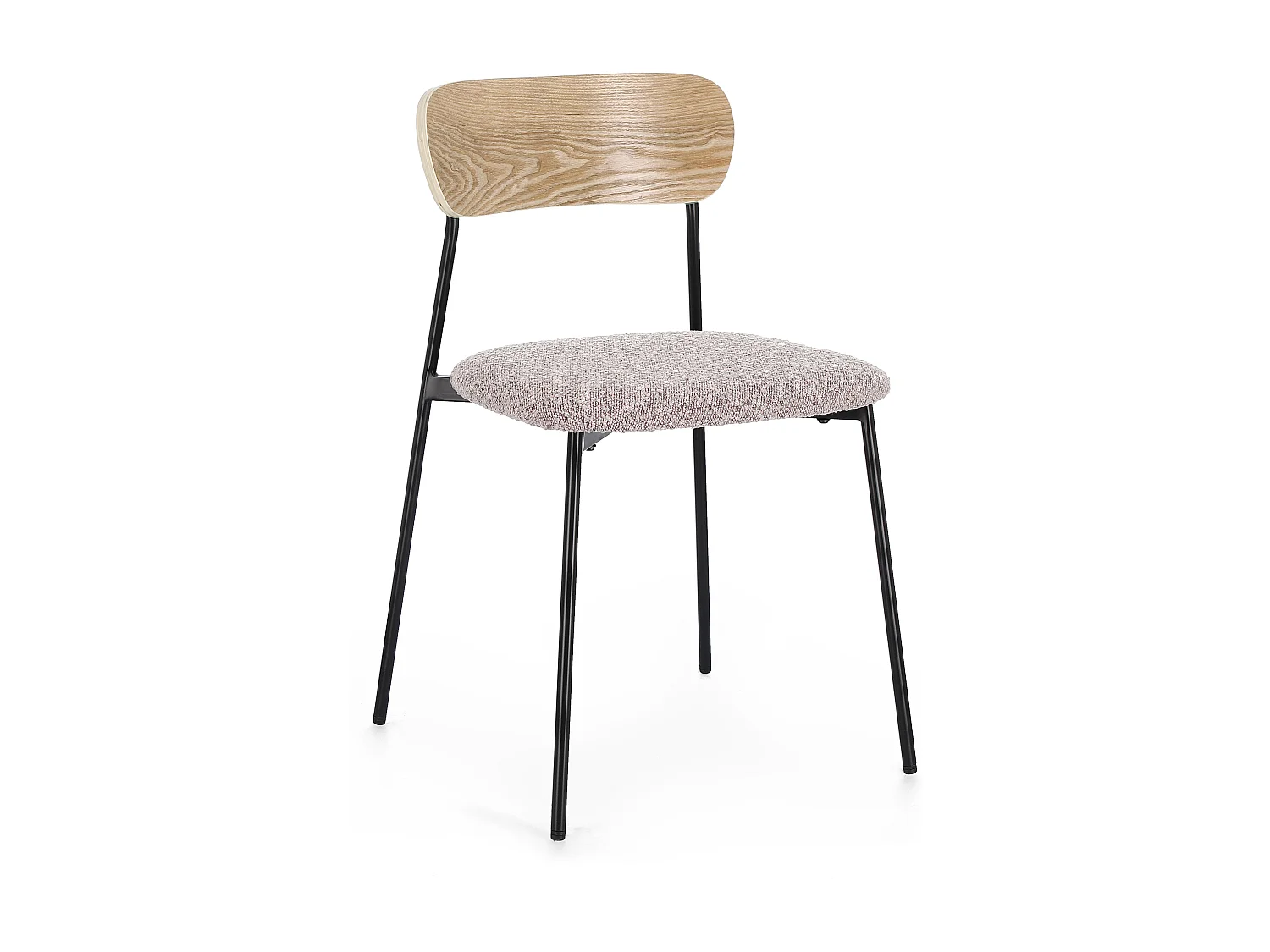 Lot de 2 chaises GENEVIEVE – Tissu bouclé & pieds acier noir-Gris