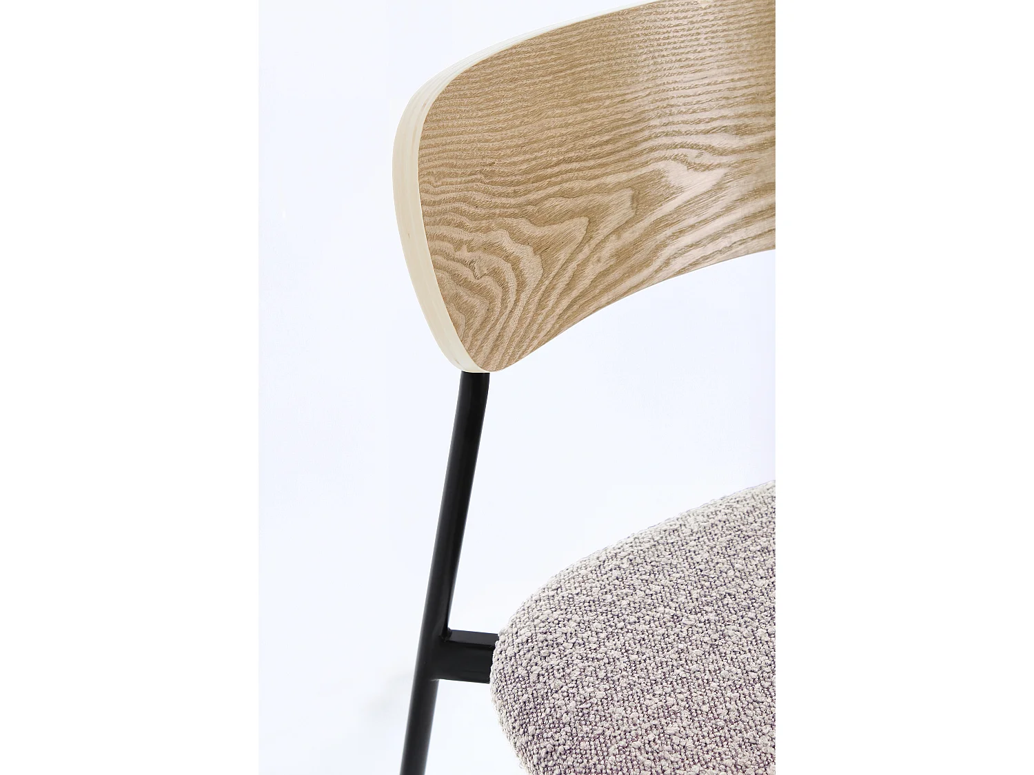 Lot de 2 chaises GENEVIEVE – Tissu bouclé & pieds acier noir-Gris