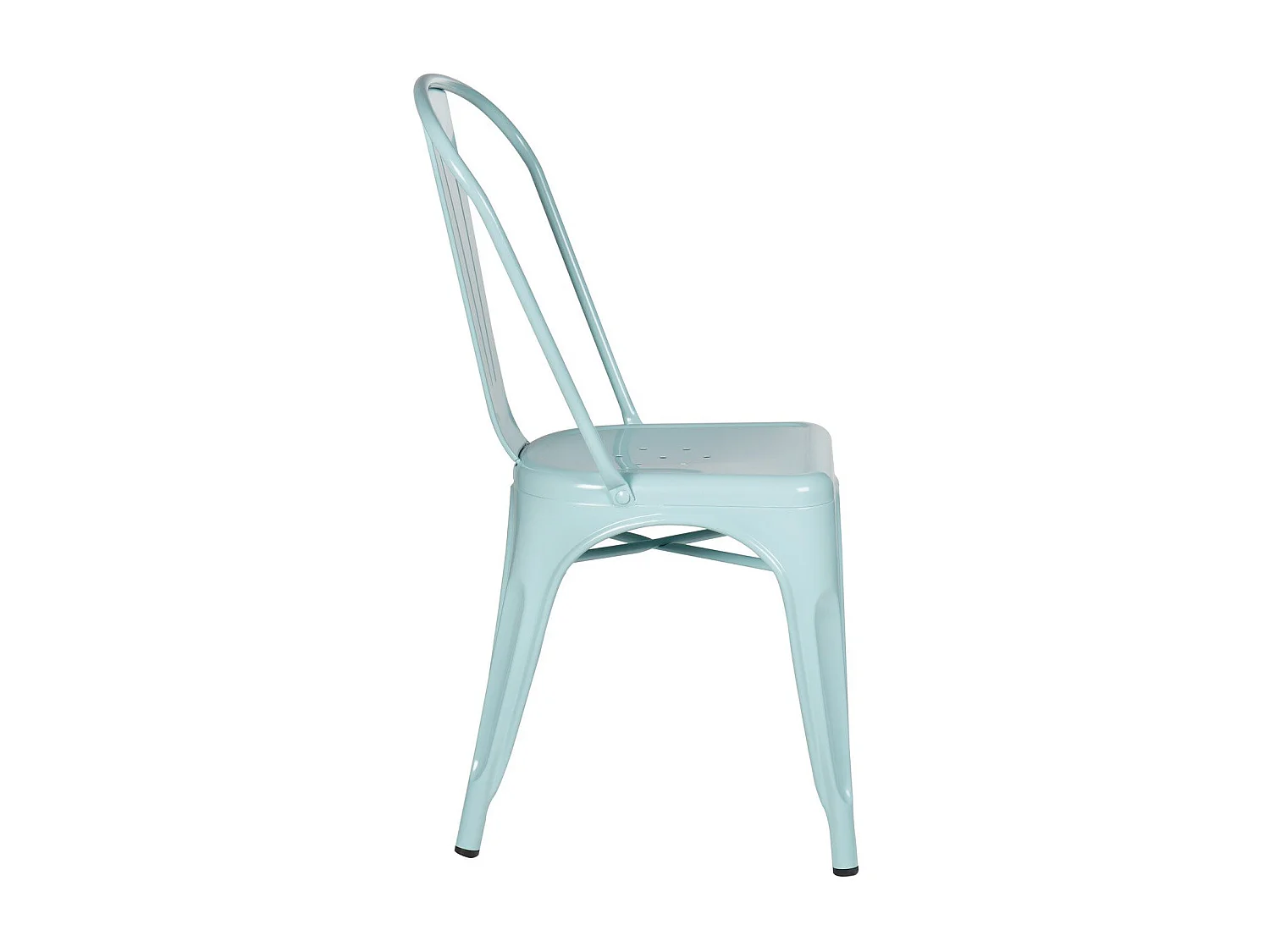 Chaise industrielle en acier brillant KONTOIR-Bleu ciel