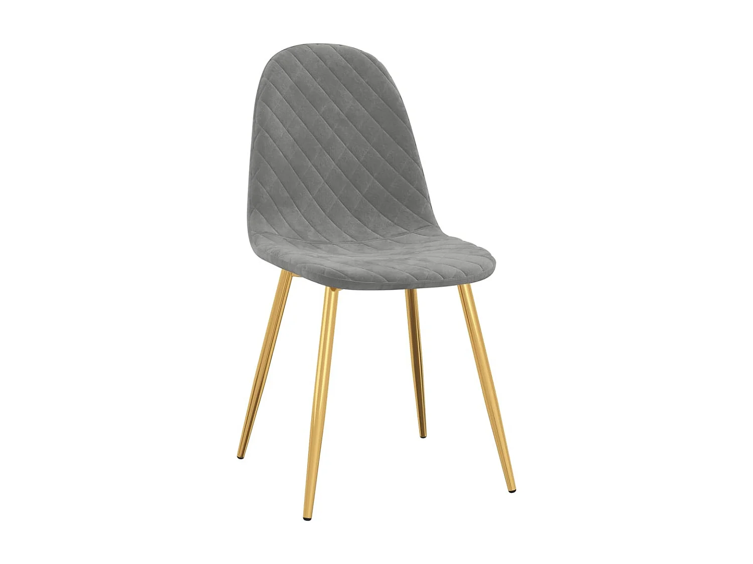 Chaise pied métal doré et aise velours gris clair Skyla - Lot de 2