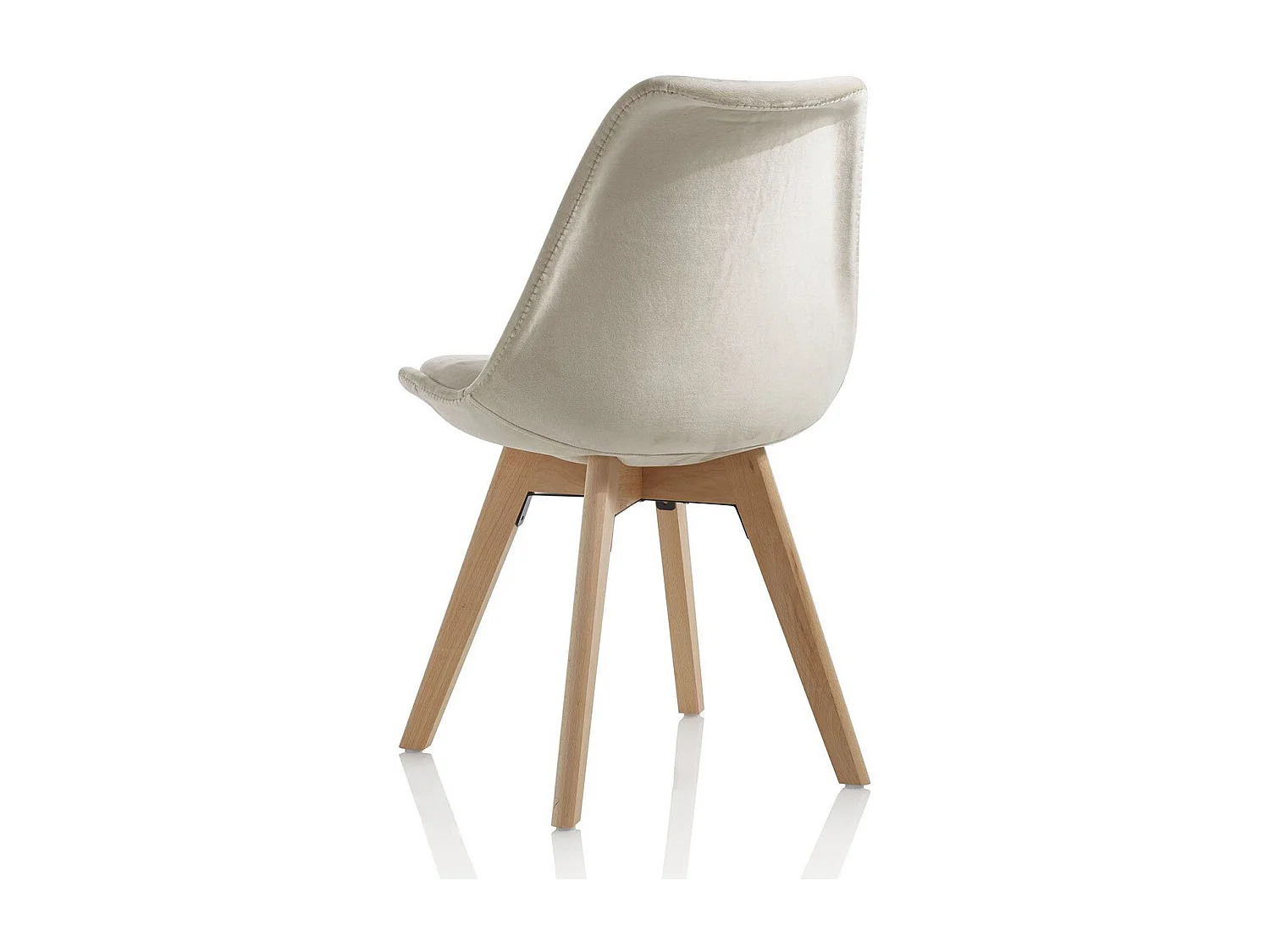 Beige fluwelen stoel en lichte massief beukenhouten poten Obys - Set van 4