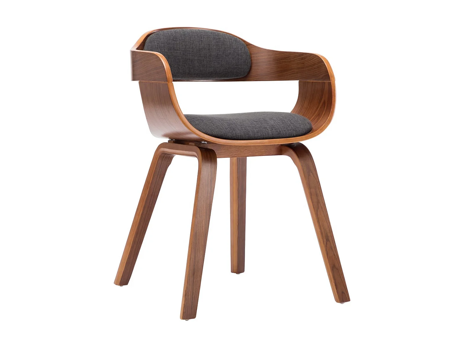 Chaise de salle à manger 6 pc Gris foncé Tissu et bois courbé