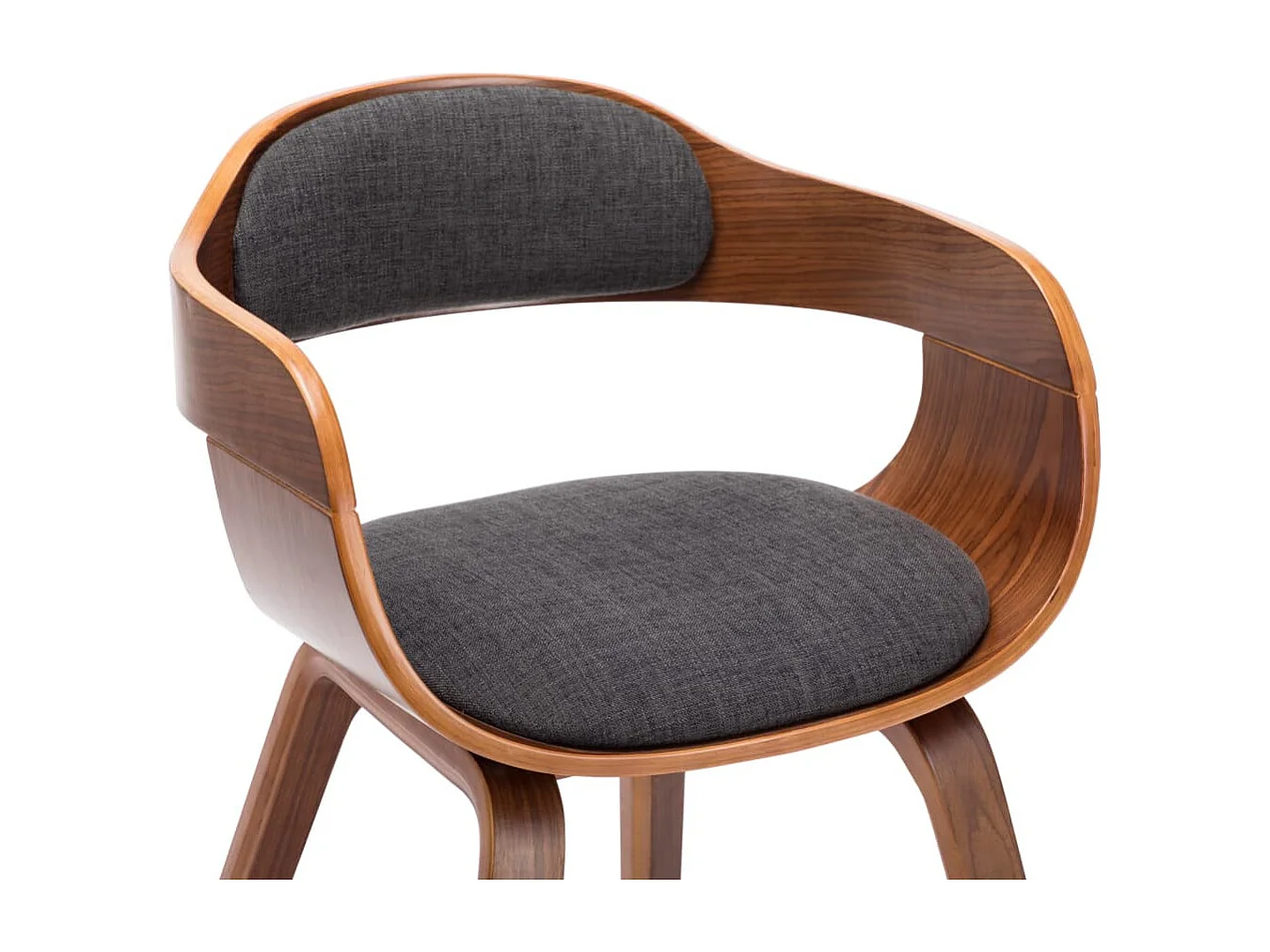 Chaise de salle à manger 6 pc Gris foncé Tissu et bois courbé