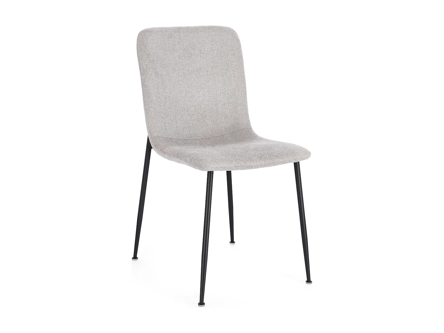 Lot de 4 chaises BRIKA – Assise tissu & pieds en acier noir-Gris clair