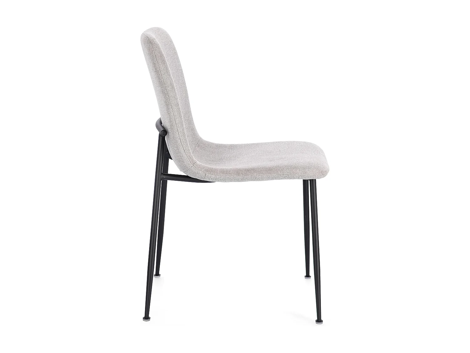 Lot de 4 chaises BRIKA – Assise tissu & pieds en acier noir-Gris clair