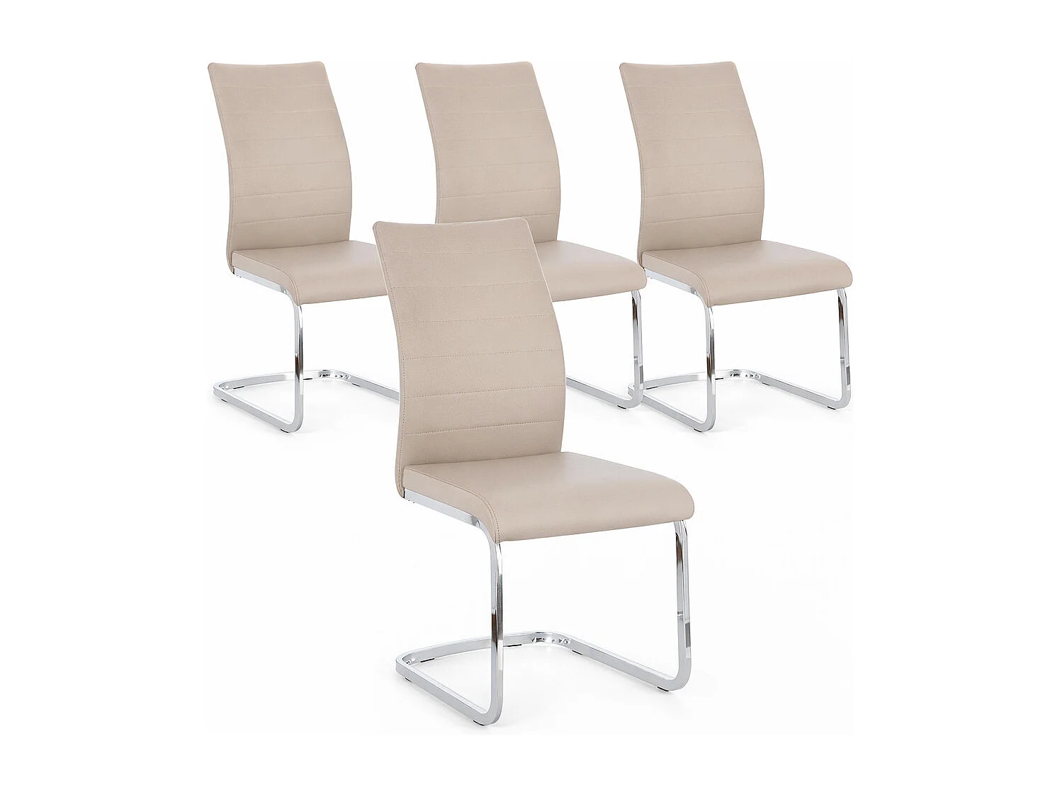 Lot de 4 chaises design KYRA – Simili cuir & pieds acier chromé-Taupe