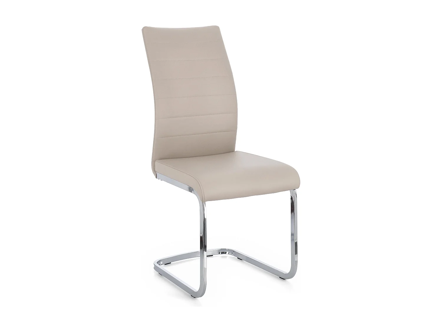 Lot de 4 chaises design KYRA – Simili cuir & pieds acier chromé-Taupe