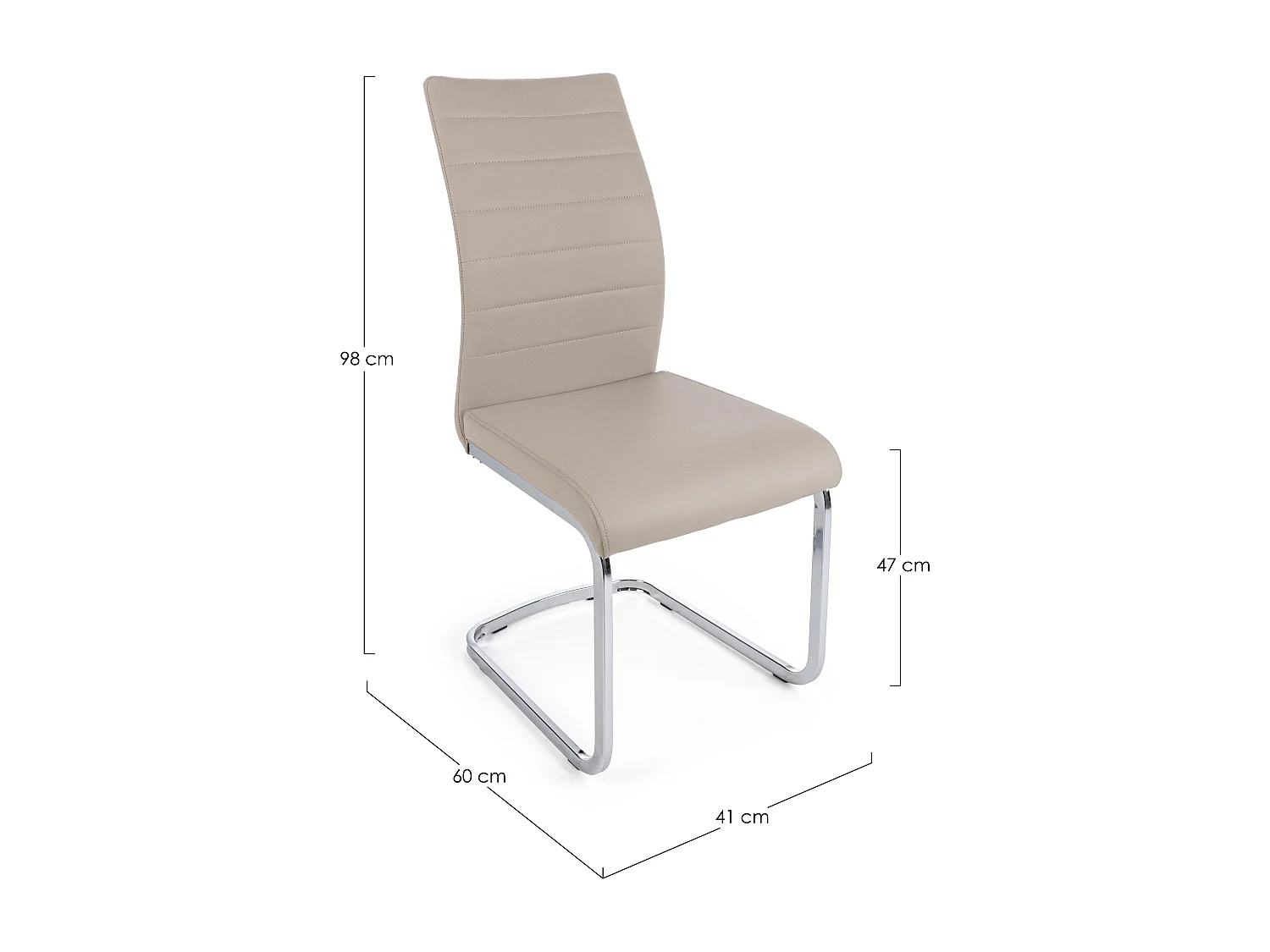 Lot de 4 chaises design KYRA – Simili cuir & pieds acier chromé-Taupe