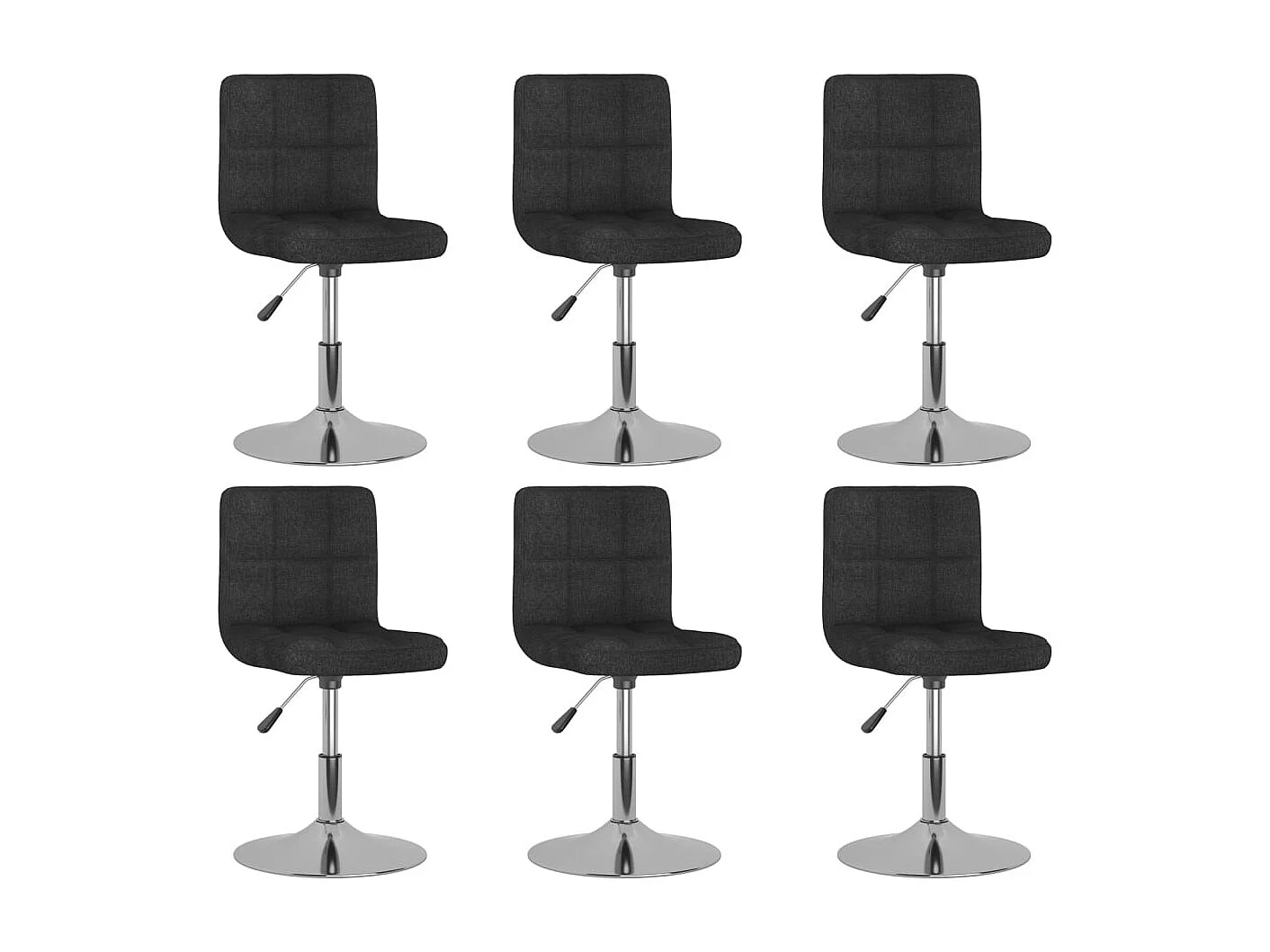 Chaise pivotante de salle à manger 6 pc Noir Tissu 12