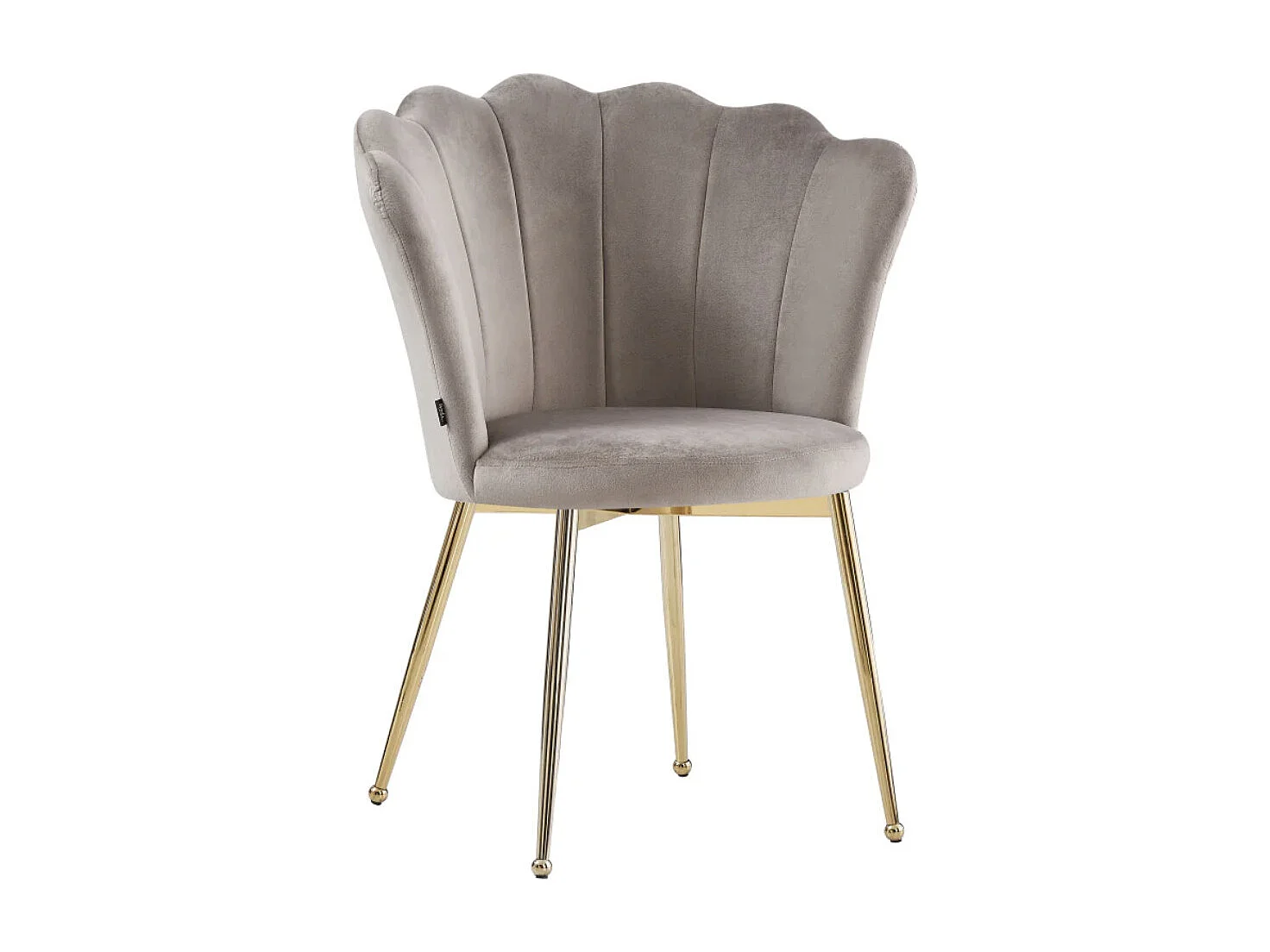 Chaise moderne velours et pied métal doré Pétale - Lot de 2-Beige foncé