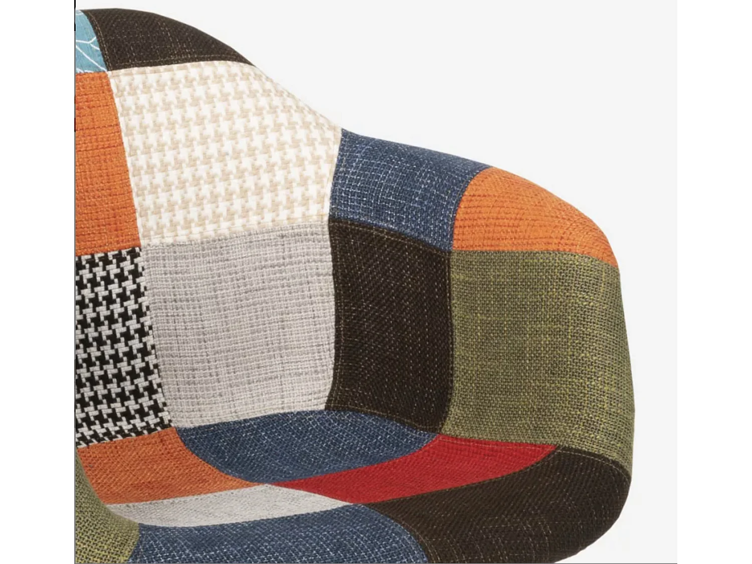 Fauteuil in veelkleurige patchworkstof en licht eikenhouten Tarkal poten