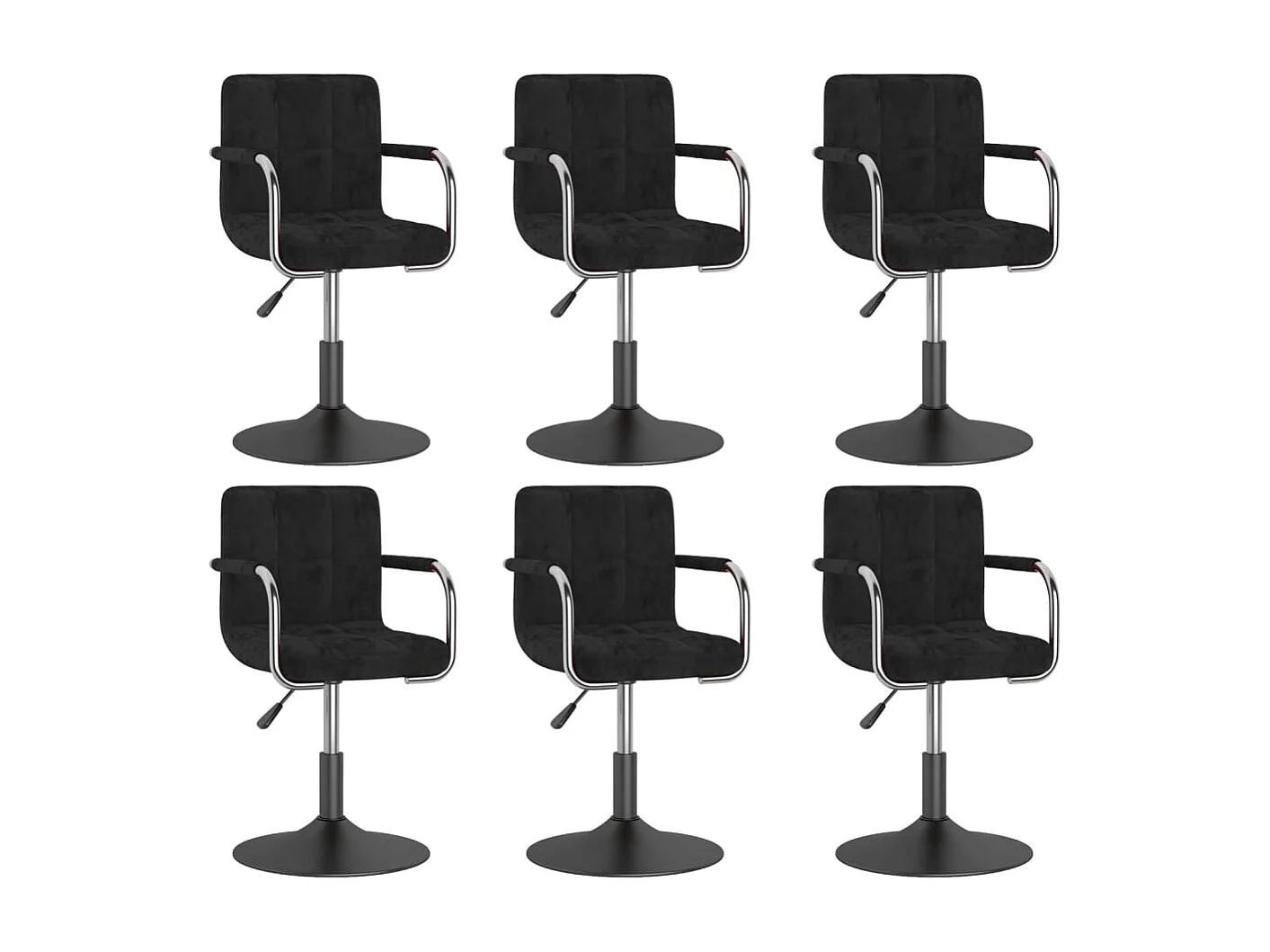Chaise pivotante de salle à manger 6 pc Noir Velours 21