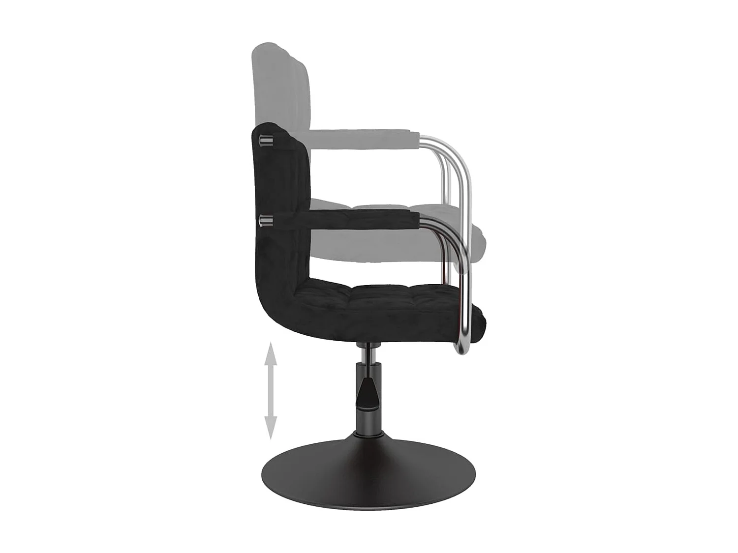 Chaise pivotante de salle à manger 6 pc Noir Velours 21