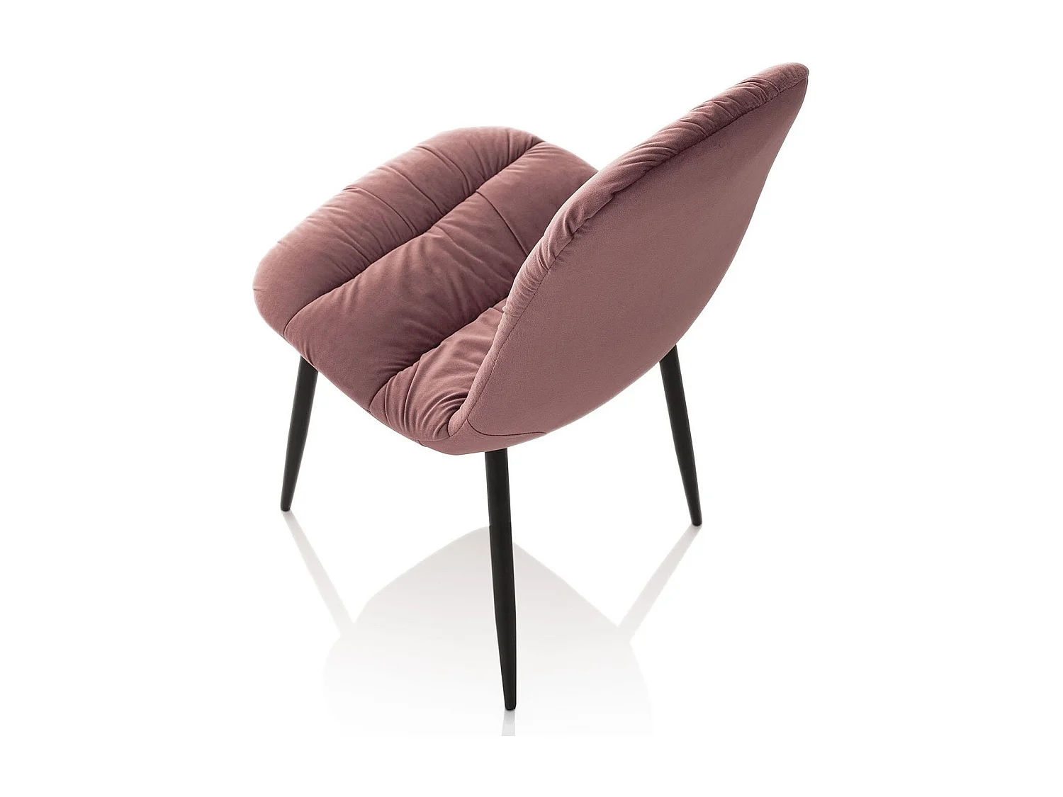 Roze fluwelen stoel en zwart metalen poten Dynas - Set van 4