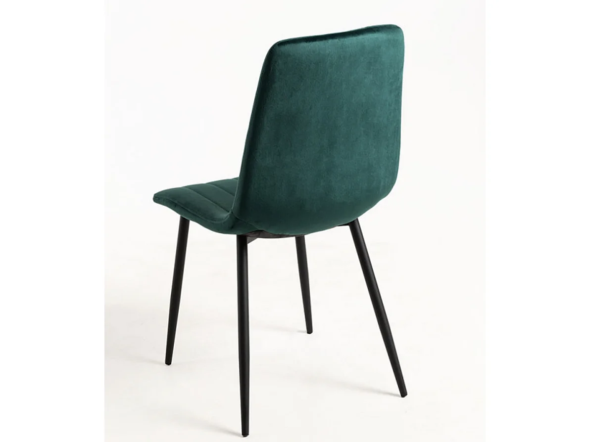 Juego de 2 sillas LONDA – Terciopelo y patas de acero negro-Verde