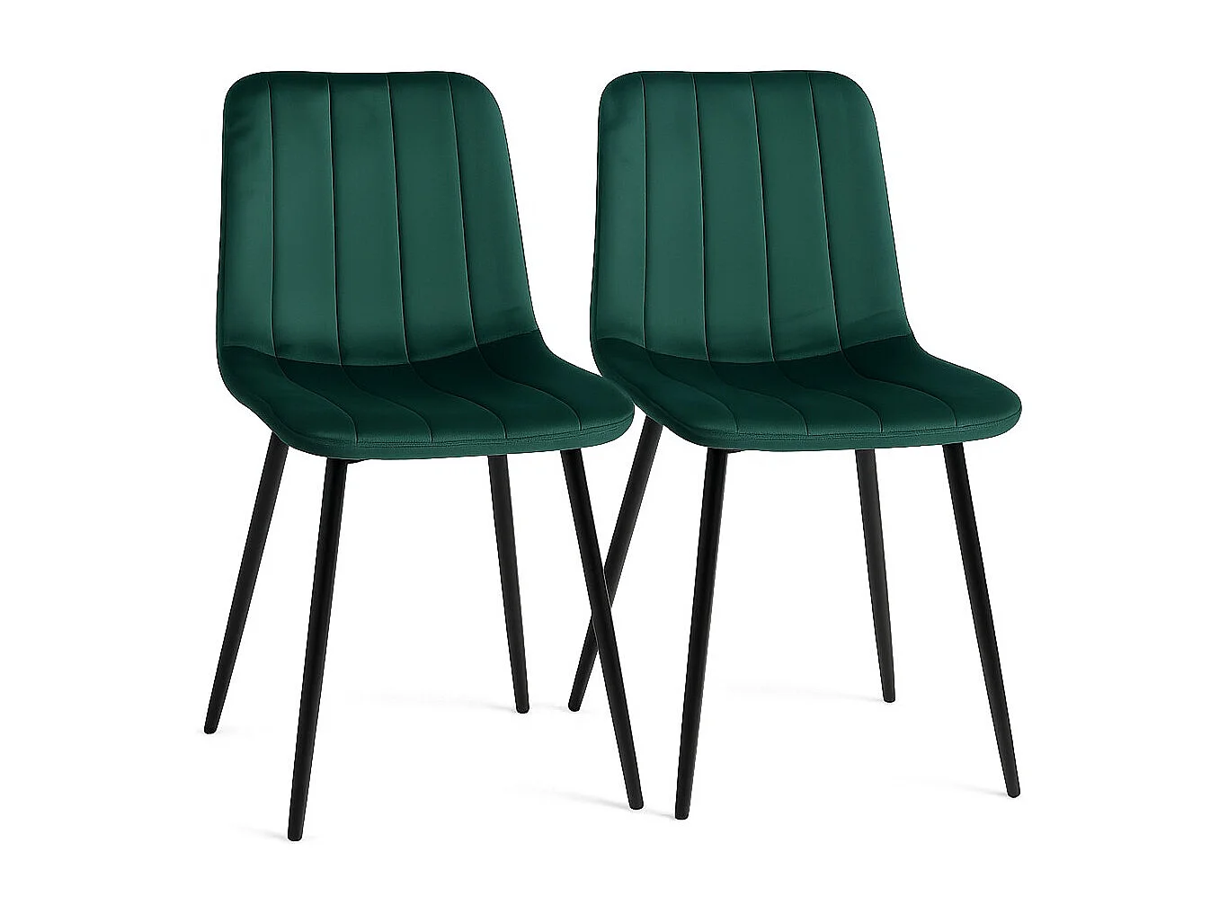 Juego de 2 sillas LONDA – Terciopelo y patas de acero negro-Verde