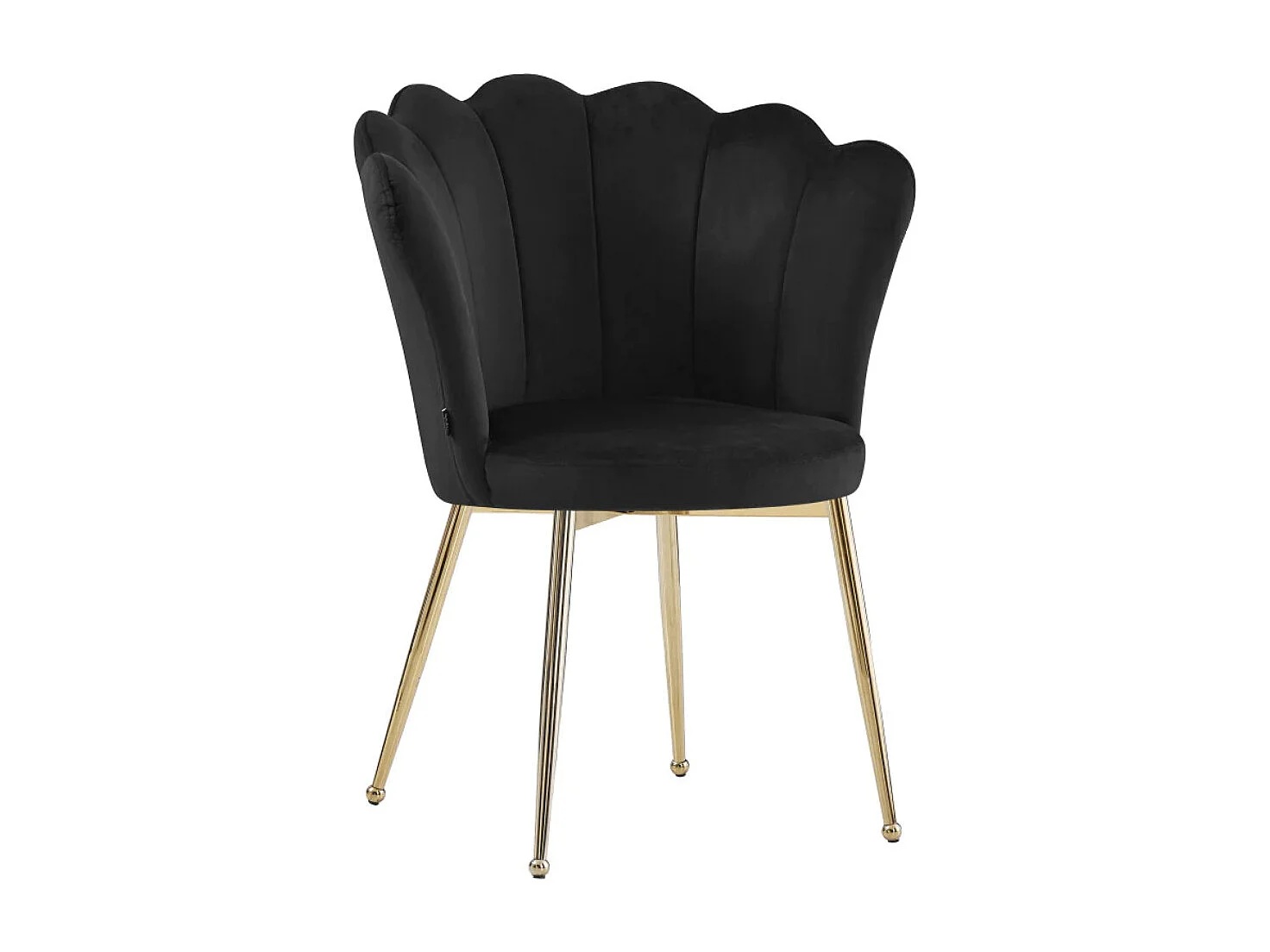 Chaise moderne velours et pied métal doré Pétale - Lot de 2-Noir