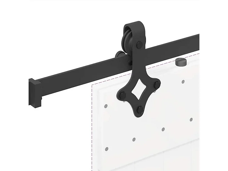 Kit de quincaillerie de porte coulissante 152,5cm acier noir