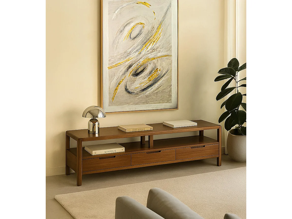 Meuble TV VALENCIA – Bois massif d’acajou – 160cm